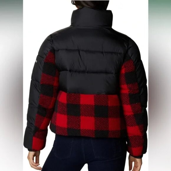 Columbia Leadbetter Point Sherpa Hybrid Cropped Puffer Jacket Coat Medium - Picture 2 of 9